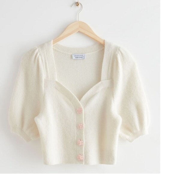 & OTHER STORIES Floral Button Puff Sleeve Cardigan size S - Picture 1 of 9